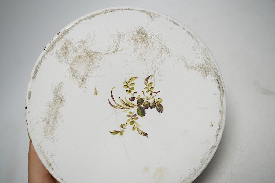 A French 19th century enamel on copper trinket box, 16cm diameter. Condition - poor to fair